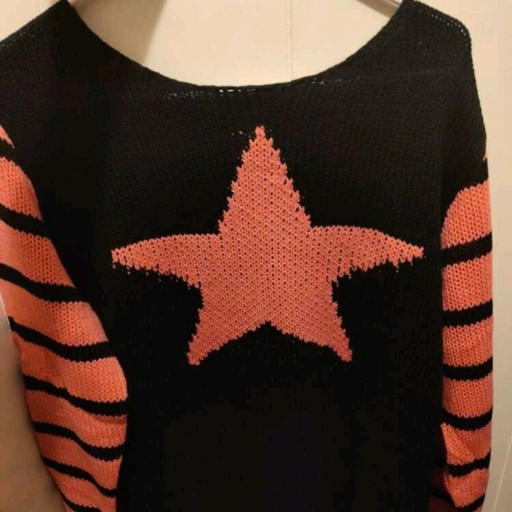 Pink and black star sweater